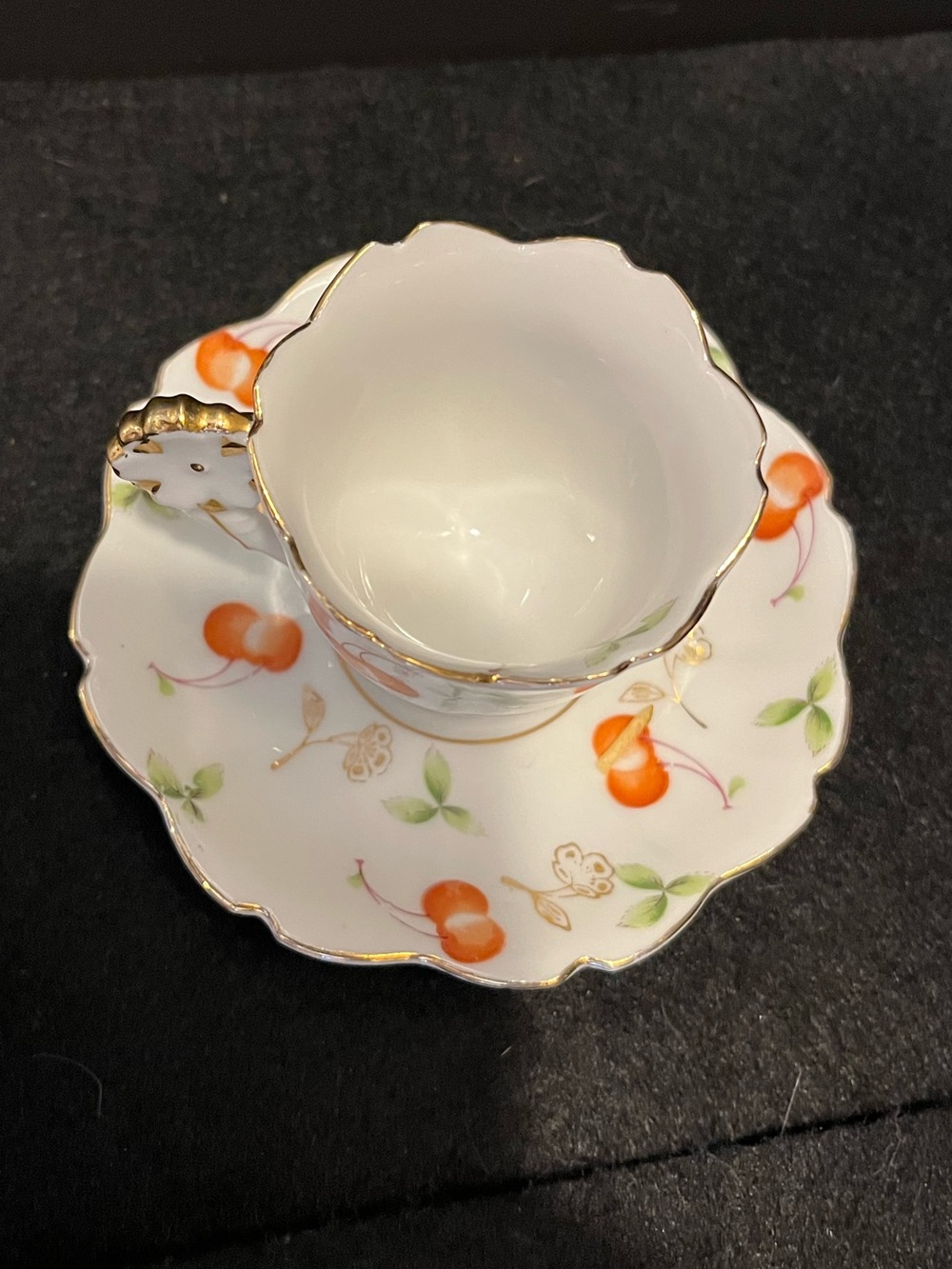 VTG Ucagco Demitasse Cup & Saucer with Cherry Motif & Gold Trim Made Occ. Japan - Picture 5 of 14